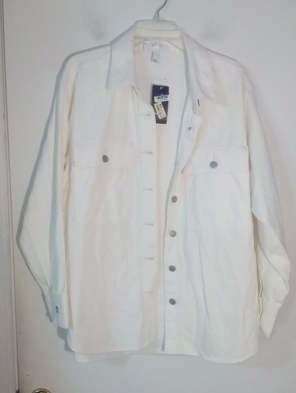 Parke White Button-Up Shacket Jacket Large NWT Denim